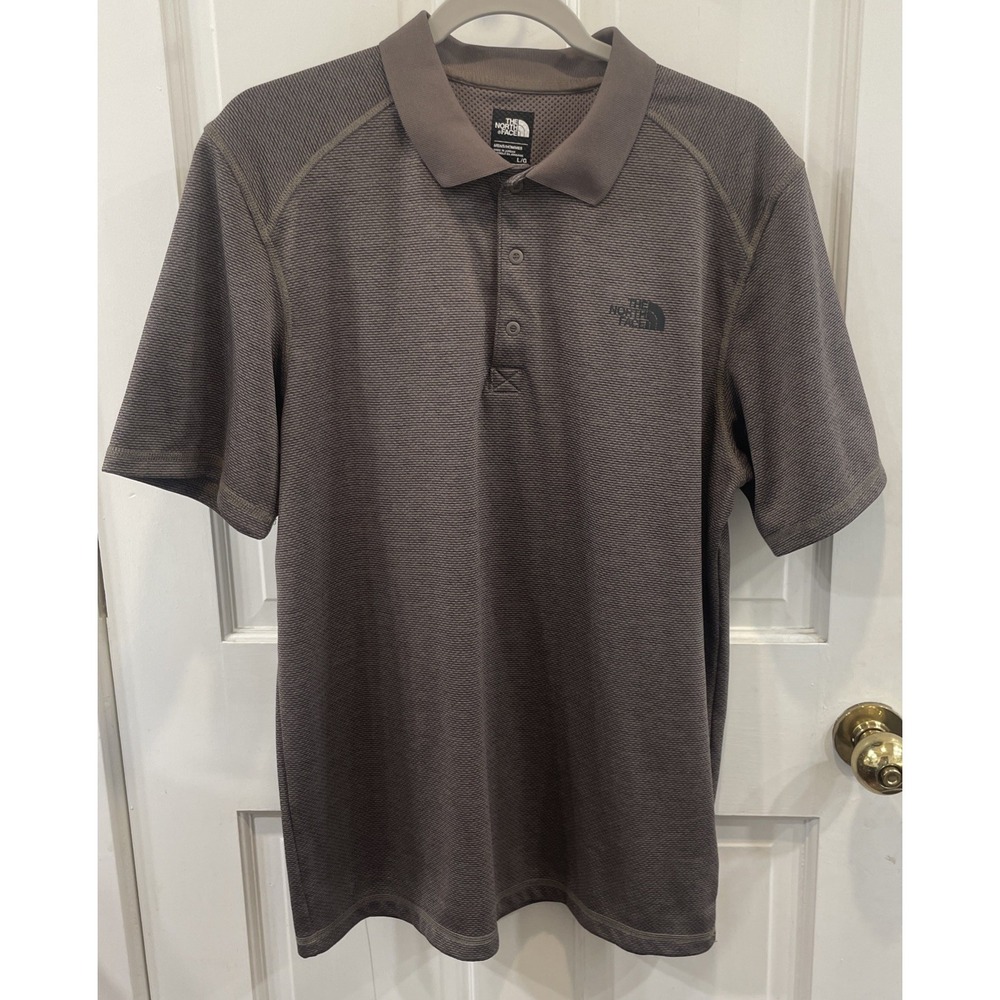 The North Face Polo Shirt Mens L Olive "Flashdry" GOLF tennis casual Clean